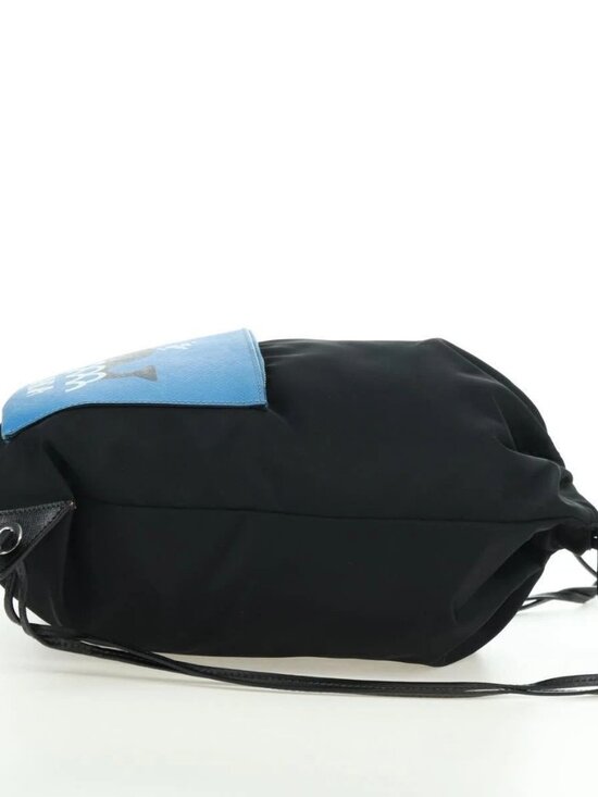 PRADA Backpack Nylon Leather Black Blue Silver Auth 92876 main image 12